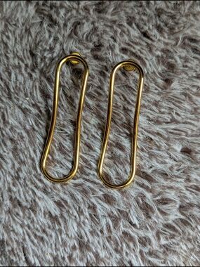 Gold Oval Loop Drop Earrings